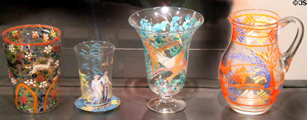 Glassware display (c1920s) at Museum of Decorative Arts. Barcelona, Spain.