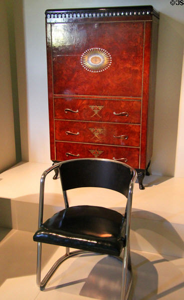 Secretary (1925) & side chair (1933) by Santiago Marco Urrutia at Museum of Decorative Arts. Barcelona, Spain.