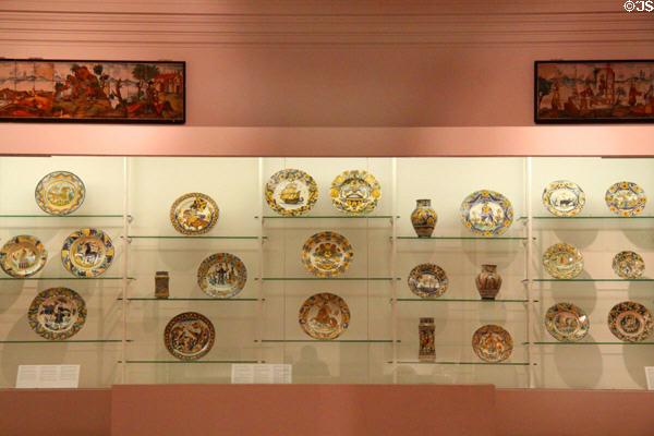 Collection of Spanish ceramics at Ceramics Museum of Barcelona. Barcelona, Spain.