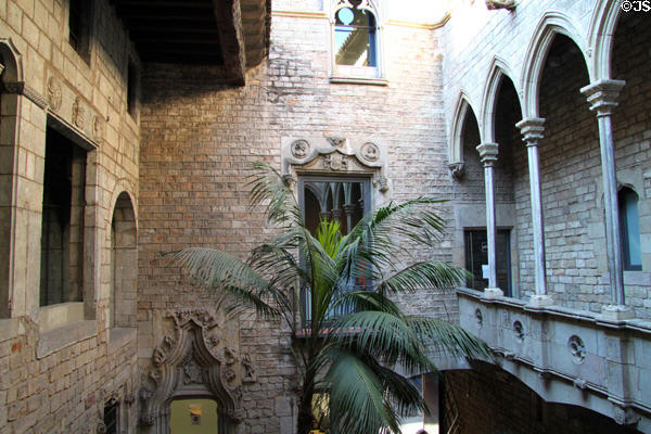 Gothic courtyard in Barcelona Picasso Museum. Barcelona, Spain.