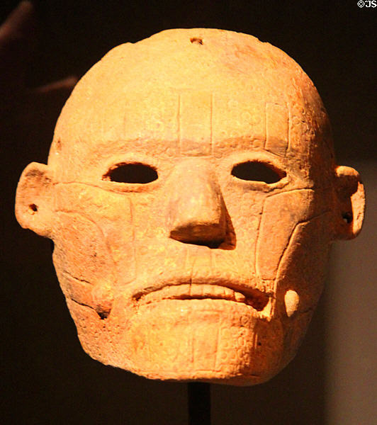 Ceramic mask (1200-0 BCE) from Calima Colombia at Barbier Mueller Precolumbian Art Museum. Barcelona, Spain.