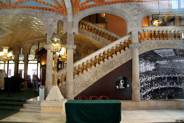 Lobby staircase of Palace of Catalan Music. Barcelona, Spain.