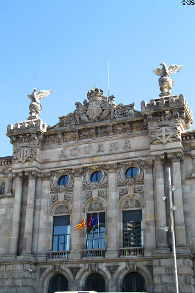 Facade of Barcelona Customs House. Barcelona, Spain.