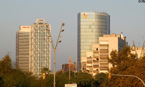 Torre Mapfre, Hotel Arts & Natural Gas Building in Passeig Marítim area of Barcelona. Barcelona, Spain.