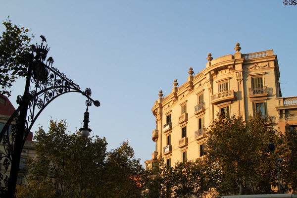 Corner building on Passeig de Gràcia at Valencia. Barcelona, Spain.