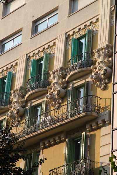 Decorated facade of Rambla de Catalunya 121. Barcelona, Spain.