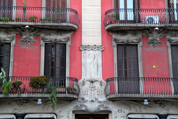 Facade detail of Museu del Modernisme Català (Balmes 48). Barcelona, Spain.