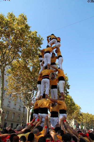 Human pyramid, a tradition of Catalonia. Barcelona, Spain.
