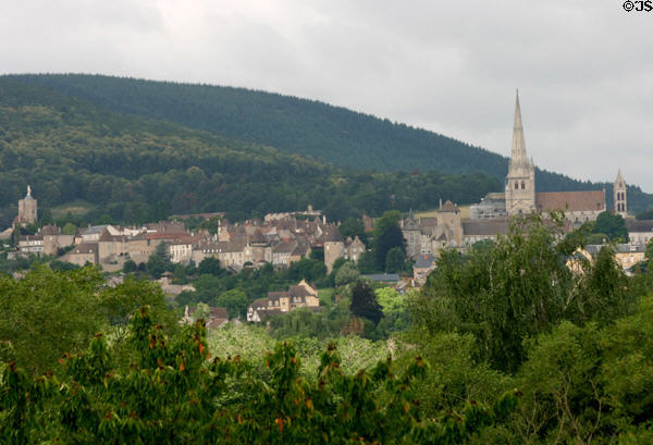 Overview of Autun between Tour des Ursulines & Cathedral St Lazarre. Autun, France.