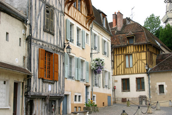 Half-timbered buildings on Place du Coche D'Eau. Auxerre, France.