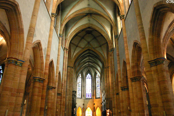 St Martin church vaulted interior. Colmar, France. Style: Gothic.