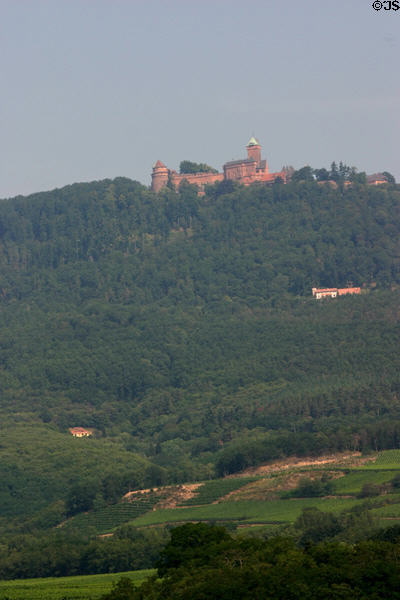 Castle of Haut Koenigsbourg on a defended hill first deeded by Charlemagne in 774 & later the site of monastery. France.