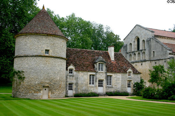 Round Dovecote tower (12th or 13thC) of Fontenay Abbey. Fontenay, France.