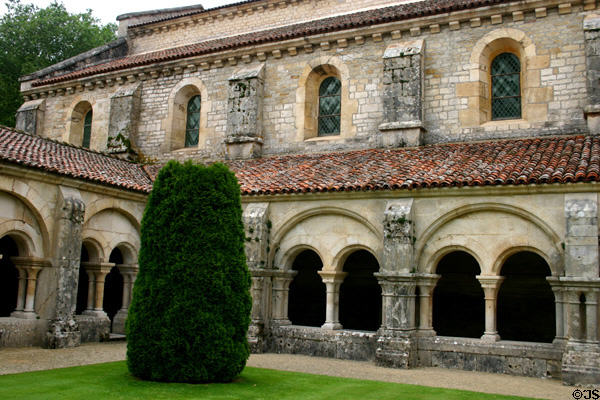 Cloister of Fontenay Abbey. Fontenay, France. Style: Romanesque.