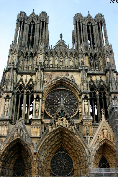 Notre Dame Cathedral (13thC) where medieval kings were crowned. Reims, France. Style: Gothic.