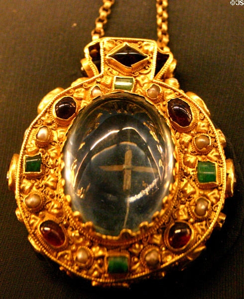 Bejeweled talisman (9thC) worn by Charlemagne in his coffin & later by Empress Josephine now in Tau Palace. Reims, France.