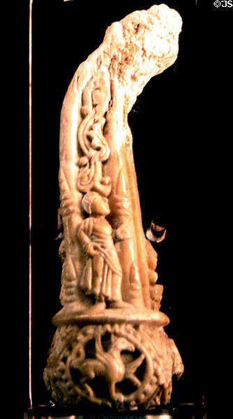 Carved ivory volute of a cross used by Adelberon of Ardenne (10th c) in Tau Palace. Reims, France.
