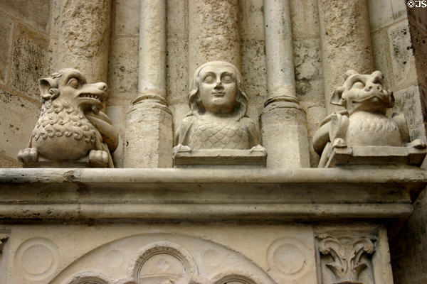 Carved beasts of St Stephen's Cathedral. Sens, France.
