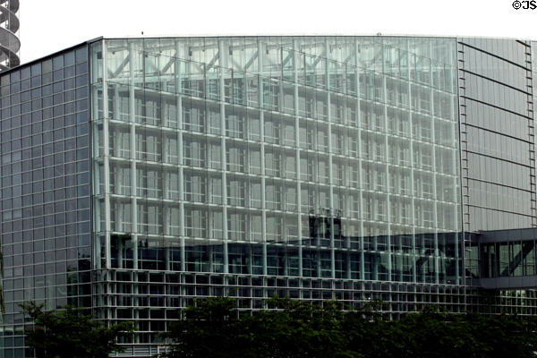 Lattice support structure of office quarter of Palais de l'Europe. Strasbourg, France.
