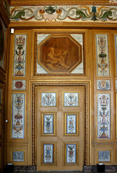 Wall paintings in Vaux-le-Vicomte chateau. Melun, France.