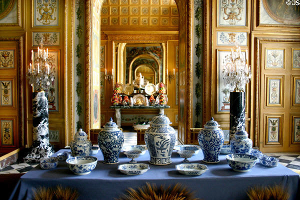 Porcelain in Vaux-le-Vicomte chateau. Melun, France.