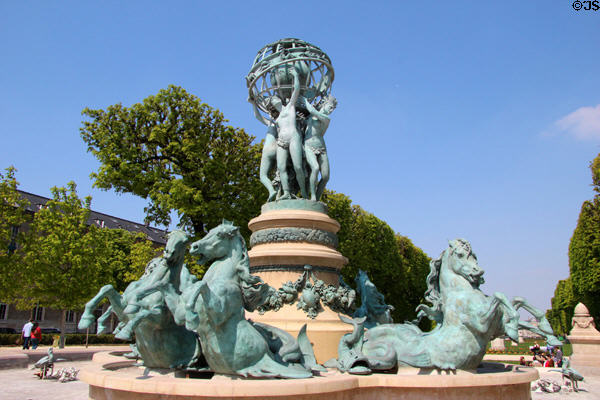Fontaine de l'Observatoire (aka Fontaine des Quatre-Parties-du-Monde or four parts of the world) (1864-74) (in Jardin Marco Polo adjacent to Jardin du Luxembourg) by four sculptors. Paris, France.
