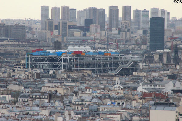 Georges Pompidou Center (modern art museum) seen from Montmartre. Paris, France.