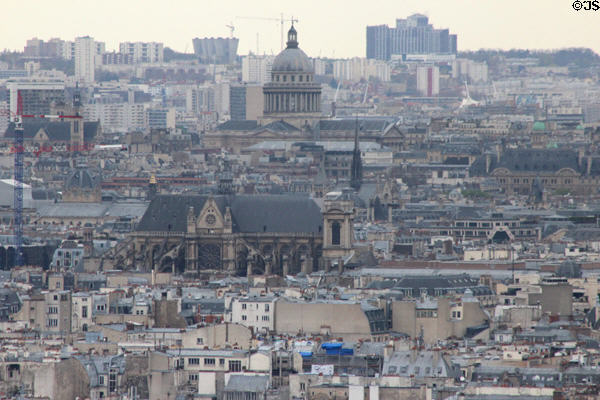 St Eustache Les Halles church & Les Invalides dome seen from Montmartre. Paris, France.