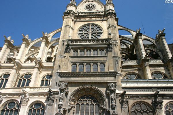 Facade of St Eustache Les Halles. Paris, France.