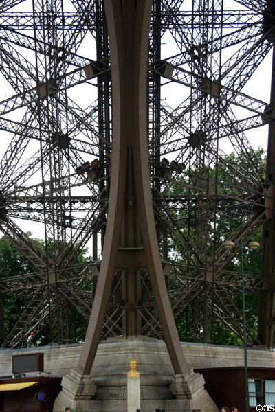 Ironwork of corner leg of Eiffel Tower. Paris, France.