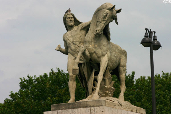 Arab warrior statue (1853) by Jean-Jacques Feuchère on Pont d'Iéna. Paris, France.