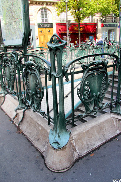 Art Nouveau Paris Metro stair corner railing posts. Paris, France. Architect: Hector Guimard.