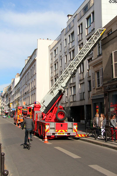 Paris fire department ladder truck. Paris, France.