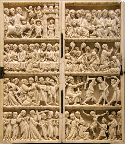 Ivory diptych of Passion of Christ (later 14thC) from France at Museum of Decorative Arts. Paris, France.