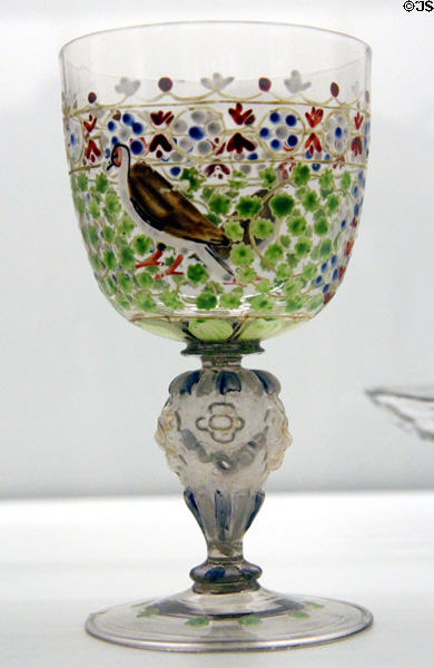Venetian glass footed cup at Museum of Decorative Arts. Paris, France.