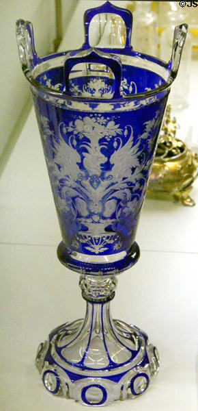 Wheel engraved crystal glass vase by A. Reyen for Cristallerie de Saint-Louis (shown? Paris Expo 1867) at Museum of Decorative Arts. Paris, France.