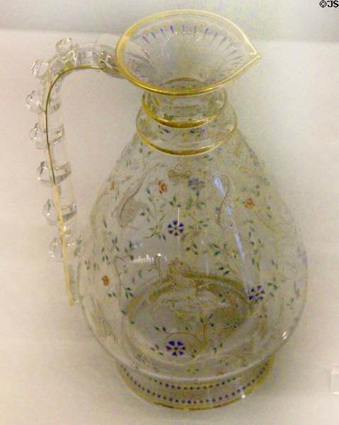 Enamelled glass pitcher by Baccarat (shown Paris Expo 1878) at Museum of Decorative Arts. Paris, France.