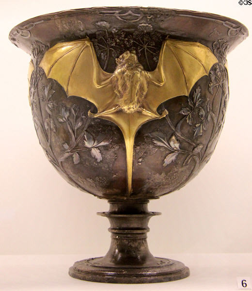 Copper & gold Bat bowl (c1909) by Henri Husson for A.A Hébrard foundry of Paris at Museum of Decorative Arts. Paris, France.