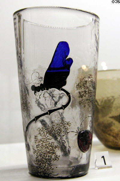 Dragonfly & butterfly glass vase (1887) by Émile Gallé at Museum of Decorative Arts. Paris, France.