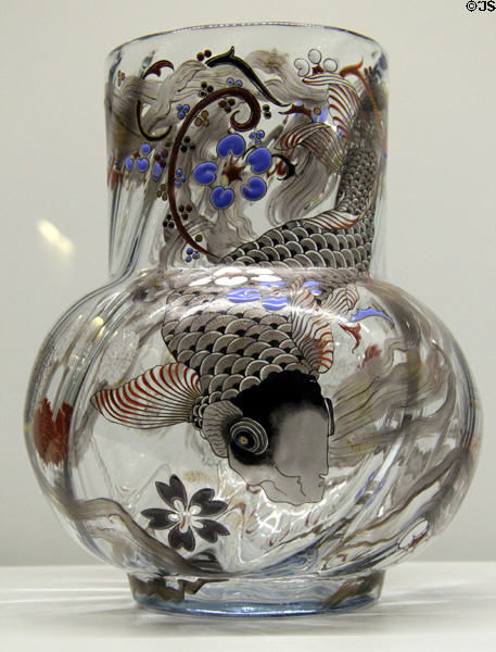 Carp vase by Émile Gallé of Nancy (shown Paris Expo 1878) at Museum of Decorative Arts. Paris, France.