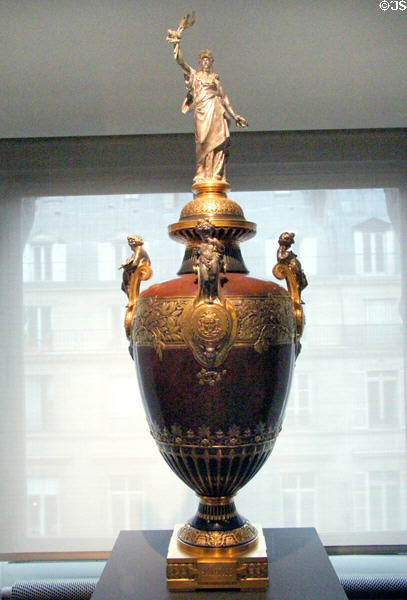 Vase of the Arts (1878) by Albert-Ernest Carrier-Belleuse for Christofle Co. of Paris (shown Amsterdam Expo 1883) at Museum of Decorative Arts. Paris, France.
