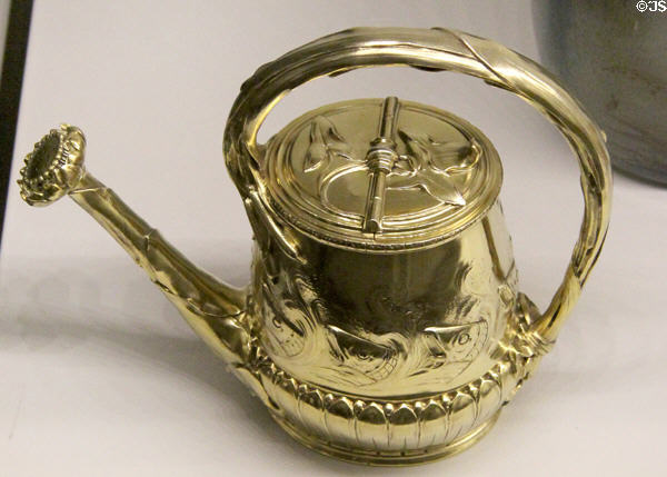 Gilded silver watering can (c1895) by Lucien Hirtz, et al (shown Paris Expo 1900) at Museum of Decorative Arts. Paris, France.
