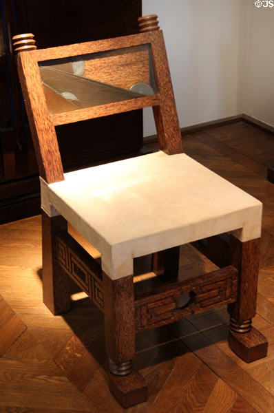 Modern chair inspired by Africa (c1924) by Pierre Legrain of Paris at Museum of Decorative Arts. Paris, France.