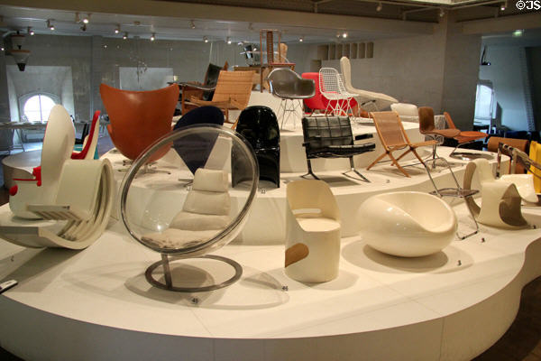 Collection of modern chairs (1900-1962) at Museum of Decorative Arts. Paris, France.