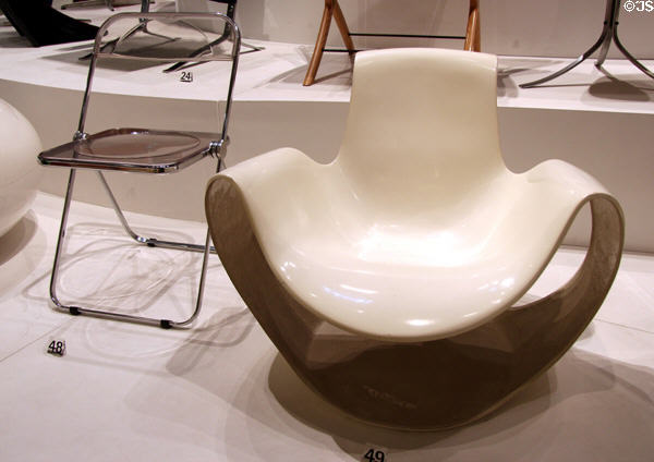 Plia chair (1970) by Giancarlo Piretti of Italy & Albatross armchair (1969) by Danielle Quarante of France at Museum of Decorative Arts. Paris, France.