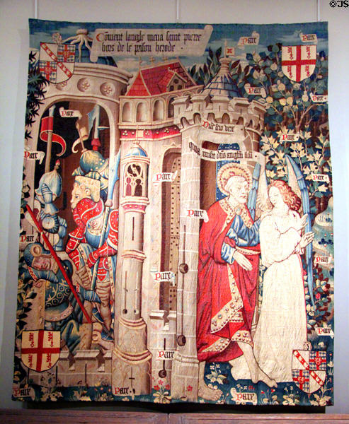 Deliverance of St Peter tapestry (1460) from Tournai? at Cluny Museum. Paris, France.