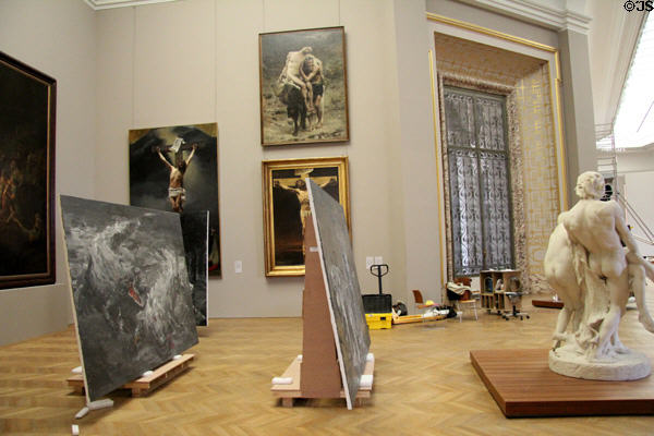 Painting gallery under installation at Petit Palace Museum. Paris, France.