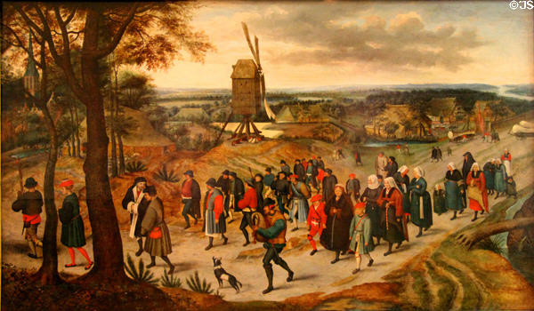 Wedding procession painting (1623) by Pieter Brueghel the Younger at Petit Palace Museum. Paris, France.