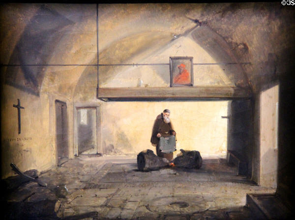 Monk in vaulted cell painting (1828) by François-Marie Granet at Petit Palace Museum. Paris, France.