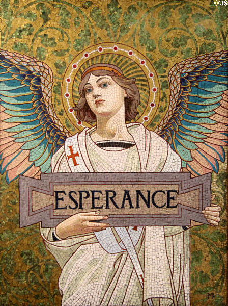 Esperance (hope) mosaic (c1897-8) by workshop of Guilbert-Martin replica for work for tomb of Louis Pasteur at Petit Palace Museum. Paris, France.